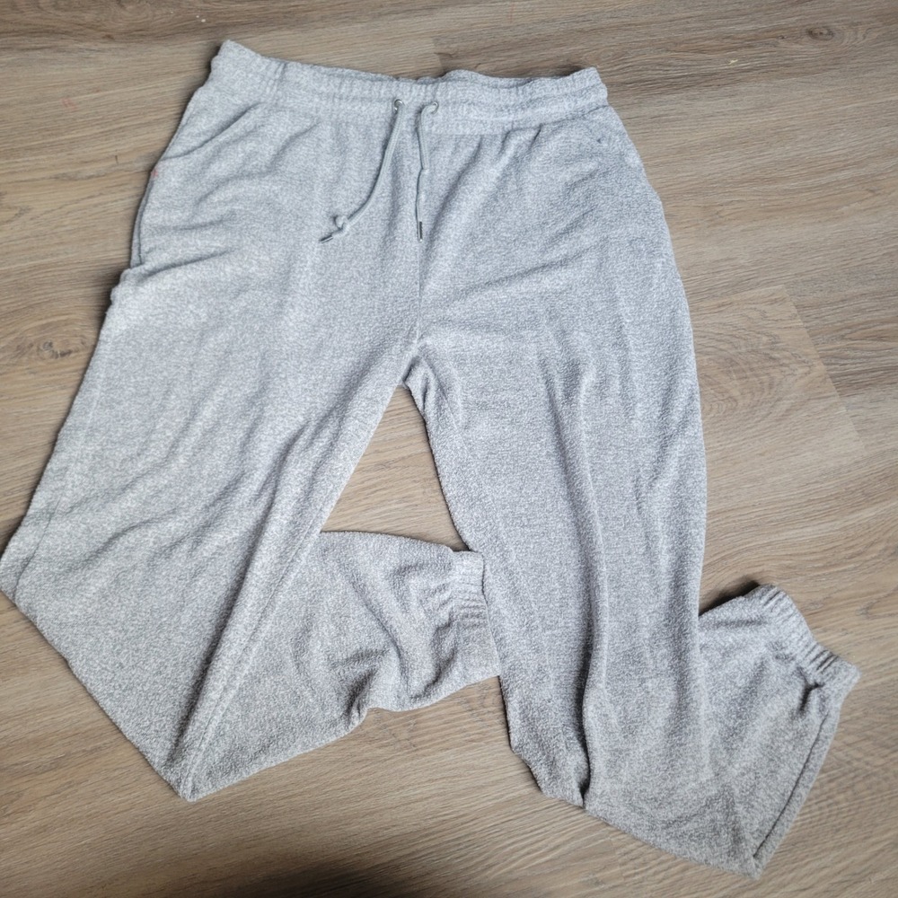 Suette Collection Women Joggers M/L Gray Heathered Knit Casual Loungewear